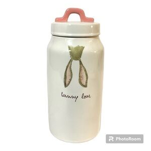 Rae Dunn BUNNY LOVE canister with sealed lid RARE